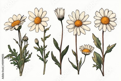 A group of colorful daisies arranged together in a small bouquet