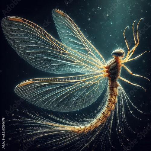 Mayfly's Delicate Wings Transparent wings with intricate veins g