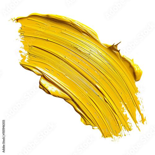 Yellow stroke of paint isolated on transparent background