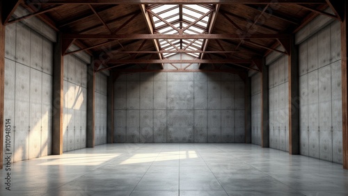Wallpaper Mural Expansive warehouse mockup featuring beams and industrial-style design Torontodigital.ca