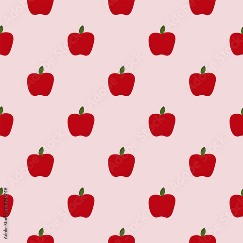 Seamless pattern with red apple. Vector illustration.