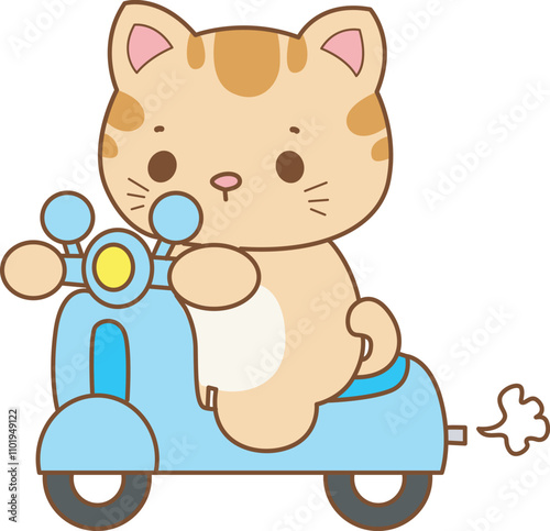 Illustration of cute kitty icon.
Funny cat in daily activities elements.

