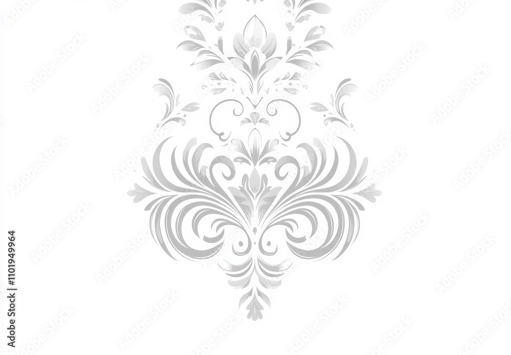 Baroque-themed wallpaper combines a seamless modern backdrop with intricate white and grey floral designs alongside a contemporary graphic pattern. Baroque-themed wallpaper combines a seamless modern backdrop with intricate white and grey floral designs alongside a contemporary graphic pattern.
