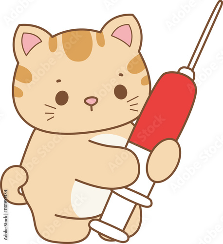 Illustration of cute kitty icon.
Funny cat in daily activities elements.
