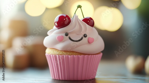 A sweet treat topped with creamy whipped topping and juicy cherries