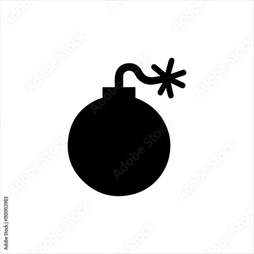 bomb with a burning fuse flat vector, Cartoon bomb with burning fuse, Bomb icon. A bomb with a burning wick
