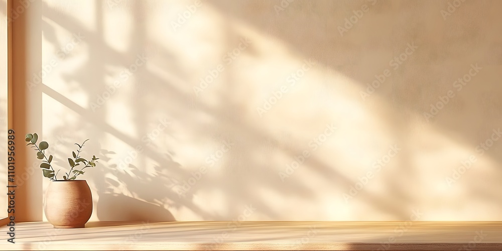 Minimalist Beige Textured Wall Mockup with Empty Table Minimalist Beige Textured Wall Mockup with Empty Table