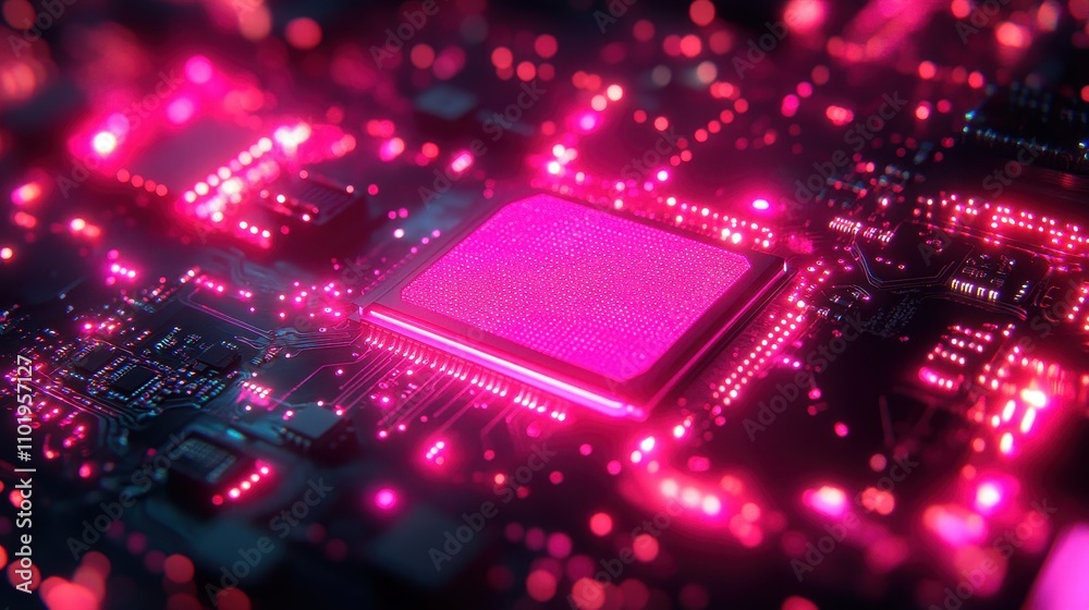 Fototapeta premium Innovative technology event microchip development digital lab graphic environment futuristic viewpoint ai concept