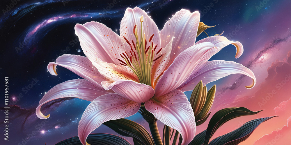 Fototapeta premium cosmic lily flower, created by generative AI