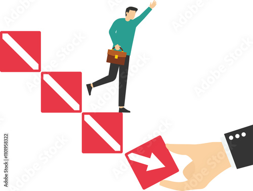 Financial and economic down. Arrow down. Regression, crisis. Vector illustration.

