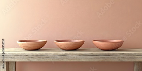 Minimalist Kitchen Scene with Clay Terracotta Tableware