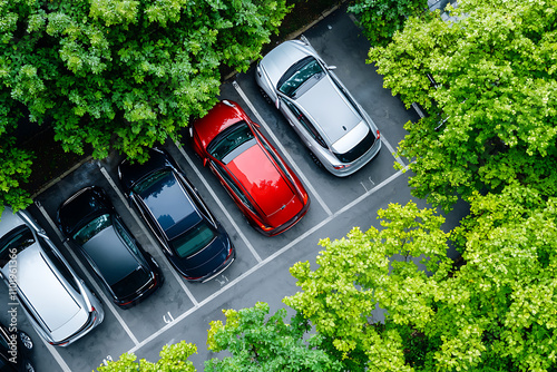 Wallpaper Mural Aerial view of city parking lot with electric vehicle charging stations urban environment modern lifestyle concept Torontodigital.ca