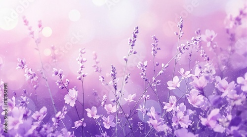 Fototapeta Naklejka Na Ścianę i Meble -  Abstract depiction of purple grass flowers in a watercolor painting, purple, watercolor, painting, abstract