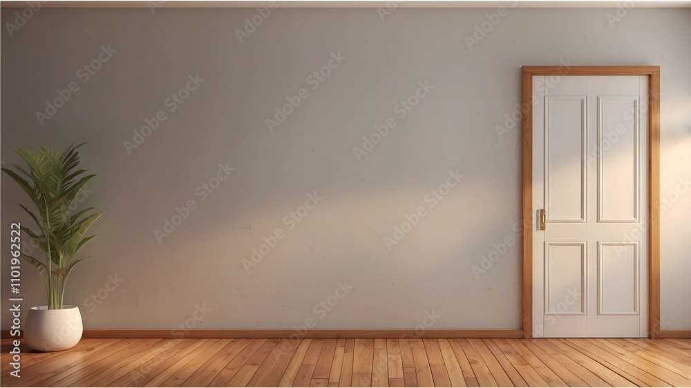 Interior background of room with stucco wall and vase with branch 3d rendering Interior background of room with stucco wall and vase with branch 3d rendering