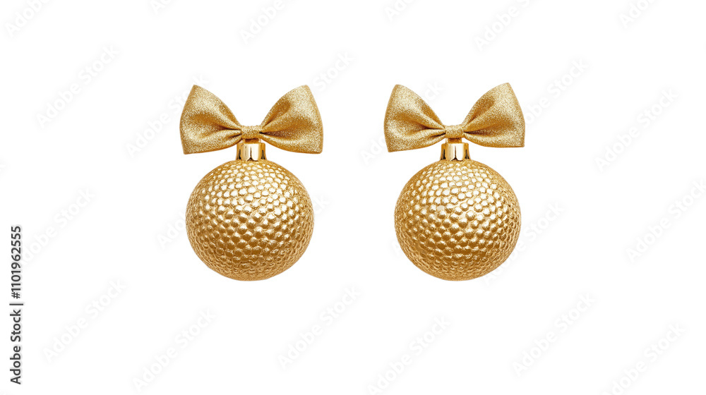 Obraz premium Elegant Gold Ball Ornaments with Gold Bows for Festive Celebrations, Adding a Touch of Luxury and Sophistication to Special Occasions.