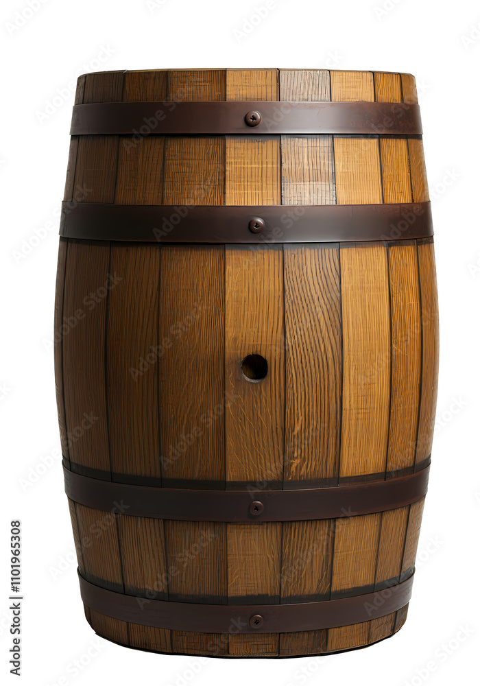 Obraz premium Wooden Barrels, Wood Grain Keg, Isolated Transparent Png Graphic Resouce 