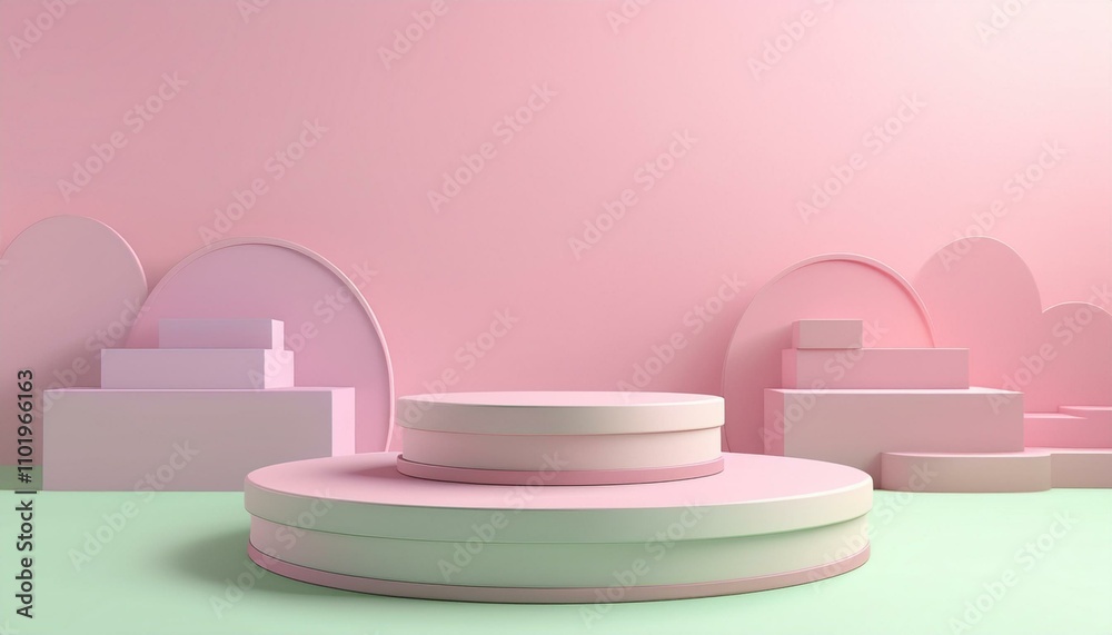 Elegant pastel podium with soft gradient background in minimal style Elegant pastel podium with soft gradient background in minimal style