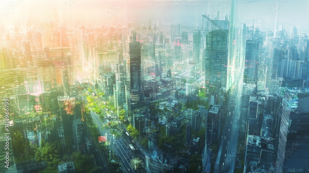 Net zero climate transition. A vibrant cityscape with futuristic skyscrapers and greenery, showcasing a blend of urban life and nature in an ethereal, atmospheric setting. Net zero climate transition. A vibrant cityscape with futuristic skyscrapers and greenery, showcasing a blend of urban life and nature in an ethereal, atmospheric setting.