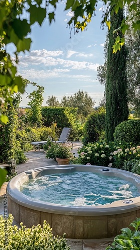 Wallpaper Mural Hot Tub Relaxation in a Lush Garden Oasis Torontodigital.ca