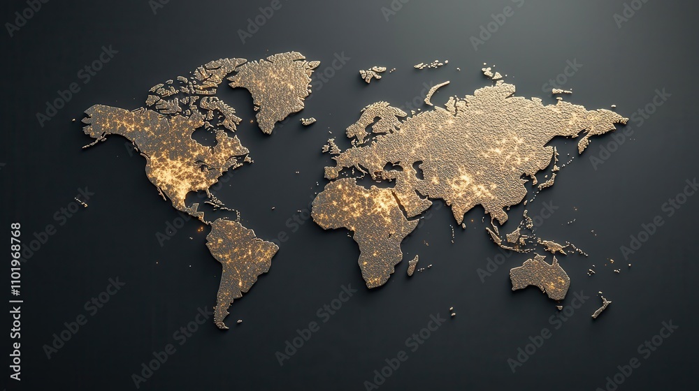 Global financial map with risk zones highlighted, investment impact focus Global financial map with risk zones highlighted, investment impact focus
