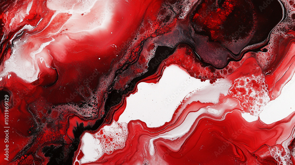 Dynamic abstract artwork showcasing red, black, and white fluid patterns in a contemporary style Dynamic abstract artwork showcasing red, black, and white fluid patterns in a contemporary style