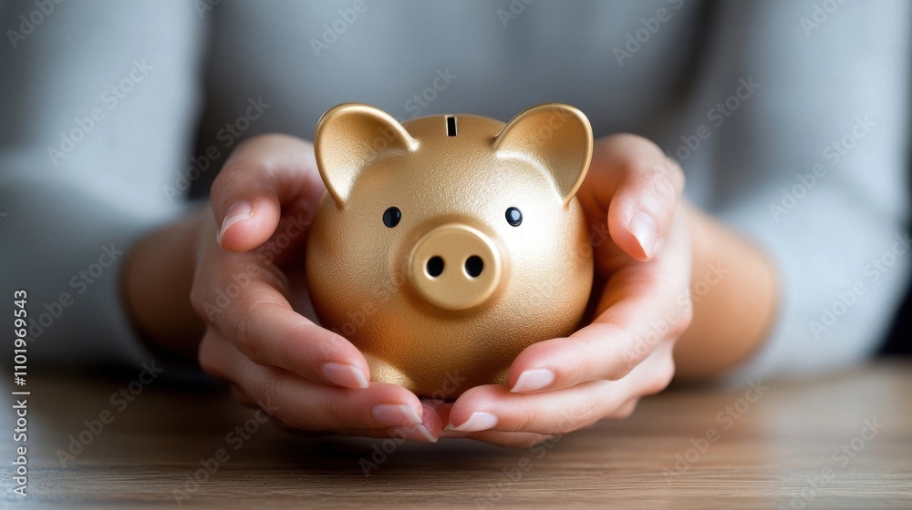Hands Gently Cupping an Adorable Golden Piggy Bank Symbolizing Savings Financial Security and Personal Money Management Concept of Growth Wealth and Future Prosperity Hands Gently Cupping an Adorable Golden Piggy Bank Symbolizing Savings Financial Security and Personal Money Management Concept of Growth Wealth and Future Prosperity