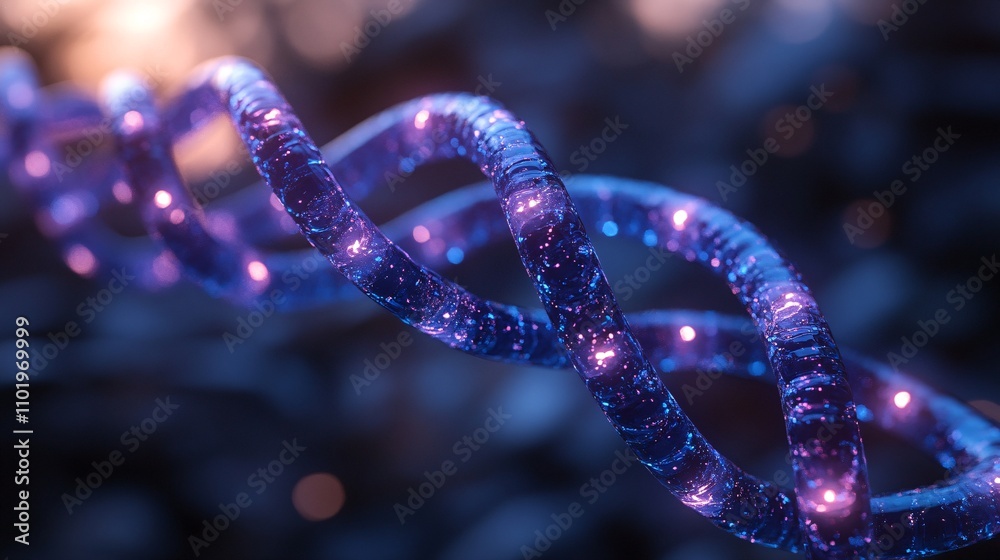 3D Blue DNA Helix with Soft Glow Effect 3D Blue DNA Helix with Soft Glow Effect