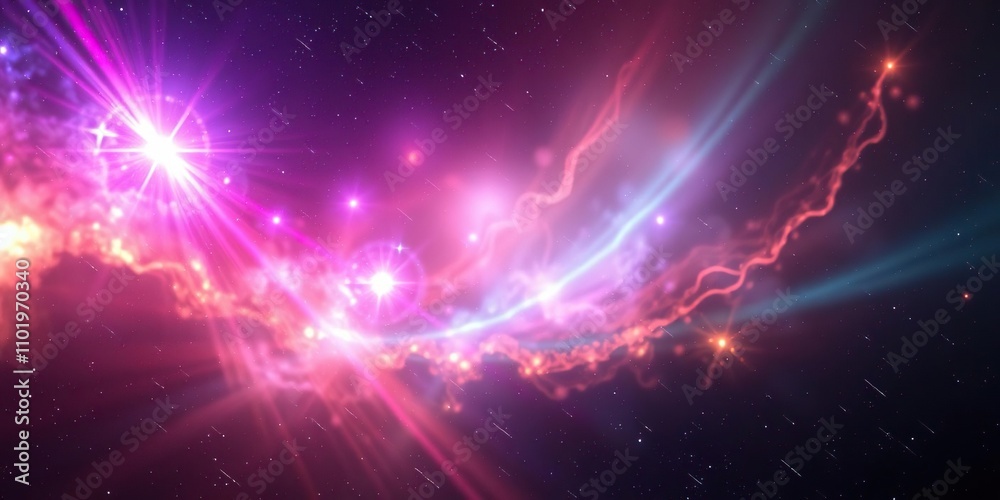 Fototapeta premium Colorful Light Beams on Nebula Background, nebula background, colorful light