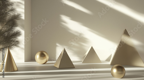 Geometric Decor with Sphere and Triangle