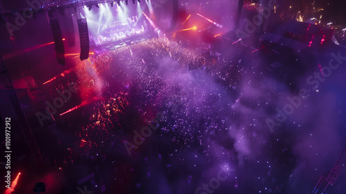 Concert Crowd with Purple Lighting