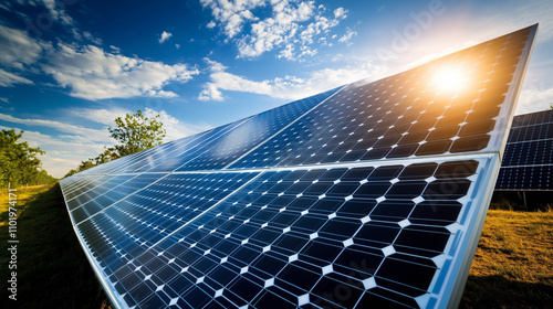 Solar Energy Field at Sunrise
