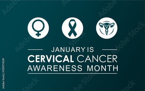 January is Cervical Cancer Awareness Month vector. Cervical cancer teal awareness ribbon icon vector isolated on a pink background. Suitable for banners, posters, cars and social media posts.
