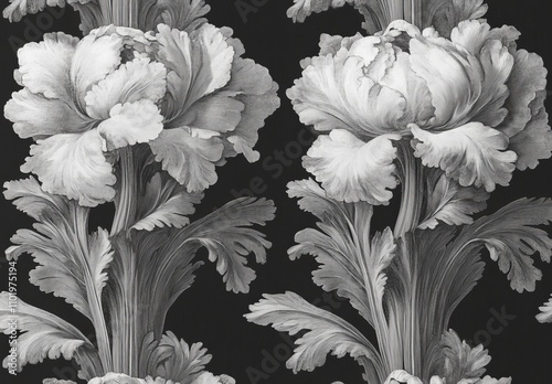 Wallpaper Mural Graceful modern flower seamless pattern. Excellent for creating elegant backgrounds. Timeless old-fashioned floral design, suitable for wallpapers, textiles, and wrapping. Torontodigital.ca