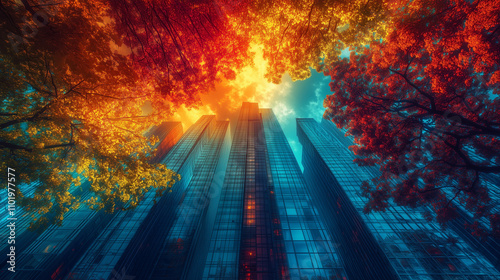 Autumn Leaves and Sunlight Rays