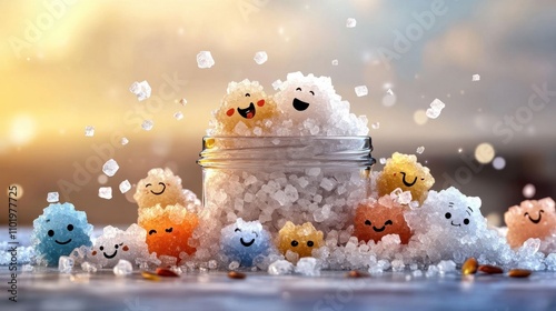 Wallpaper Mural Cute Cartoon Salt Crystals with Happy Characters Torontodigital.ca
