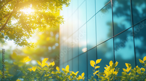 Glass Building with Nature Reflection