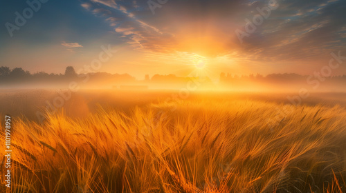Morning Light on Golden Wheat Field