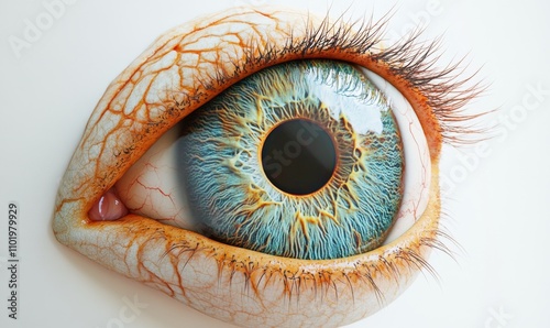 3D model of the eye showing detailed anatomy like the cornea, iris, and retina photo