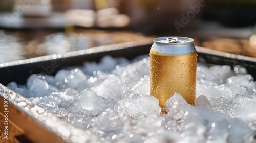 Chilled Beer Can in Ice Bath
