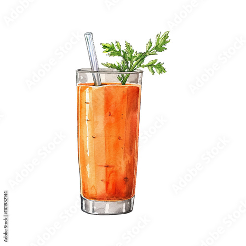 carrot juice vector illustration in watercolor style