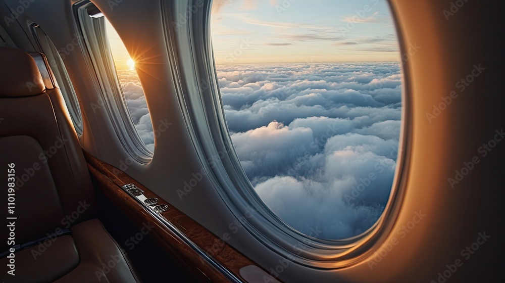 Sunset Cloudscape Viewed From Private Jet Window Sunset Cloudscape Viewed From Private Jet Window