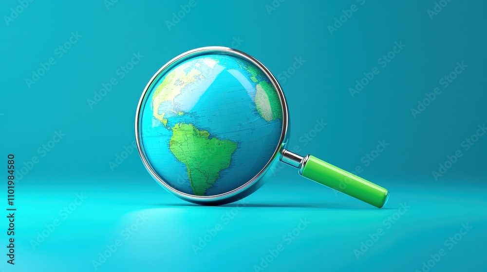 SEO and Keywords for A magnifying glass focusing on a globe representing exploration and global connectivity through science. SEO and Keywords for A magnifying glass focusing on a globe representing exploration and global connectivity through science.