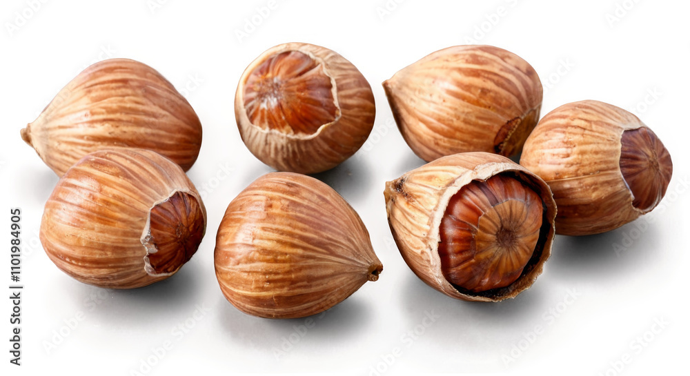 Assorted Hazelnuts on transparent background: Variety of Sizes, Shapes, Smooth Texture, Centered Large Nut, Shiny, Dark and Light Brown Colors. Assorted Hazelnuts on transparent background: Variety of Sizes, Shapes, Smooth Texture, Centered Large Nut, Shiny, Dark and Light Brown Colors.