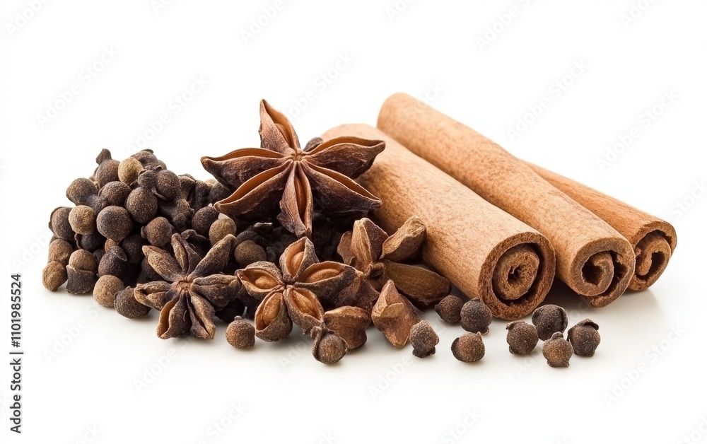 Cloves, anise and cinnamon isolated on white background Cloves, anise and cinnamon isolated on white background