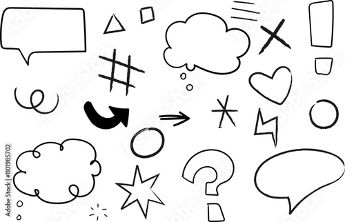  sketch elements speech bubbledoodle elements Handdrawn cute cartoon pencil sketches of decorative iconsketch line frames Doodle arrow, circle, oval and square shape frame