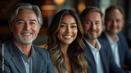 Professional Group Portrait of Diverse Business Team with Confident Smiles in Modern Workspace Setting for Corporate Branding and Marketing