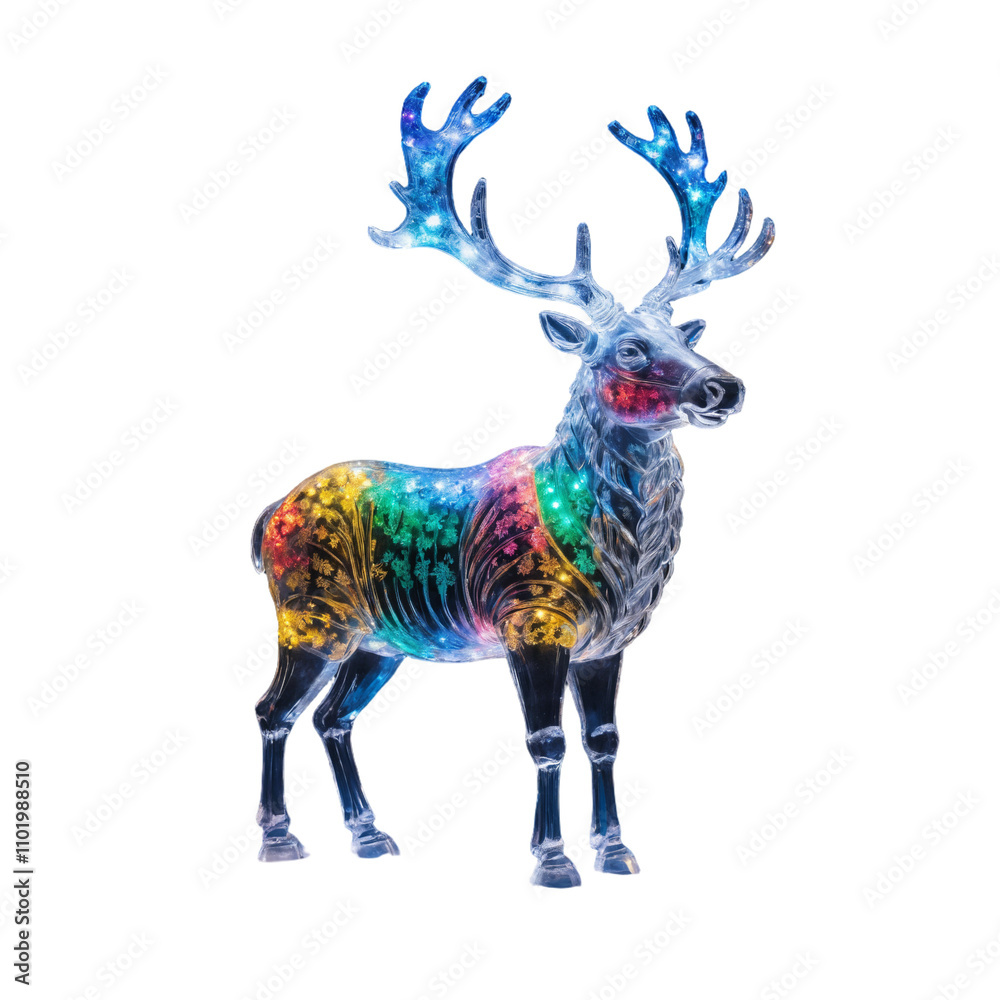 Vibrant Multicolored Artistic Reindeer Figurine Vibrant Multicolored Artistic Reindeer Figurine
