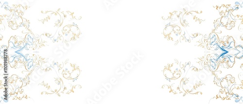 Abstract design of blue and gold details with white backdrop, sparkling, backdrop, art deco