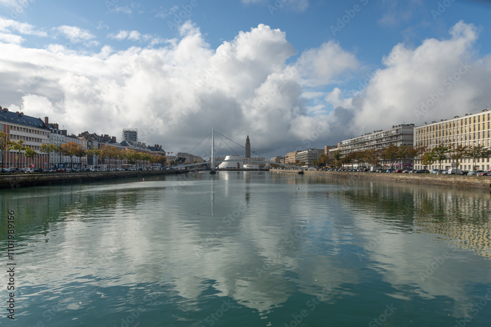 Naklejka premium Panorami di Le Havre, Normandia, Francia.