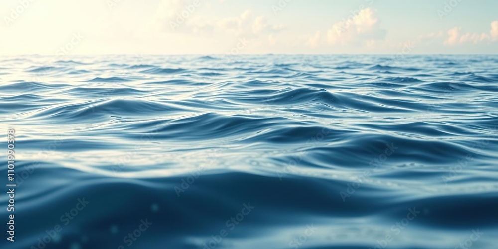 Obraz premium Dreamy ocean scene with wavy ripples and bubble effects in a soft focus style, underwater world, serene landscape
